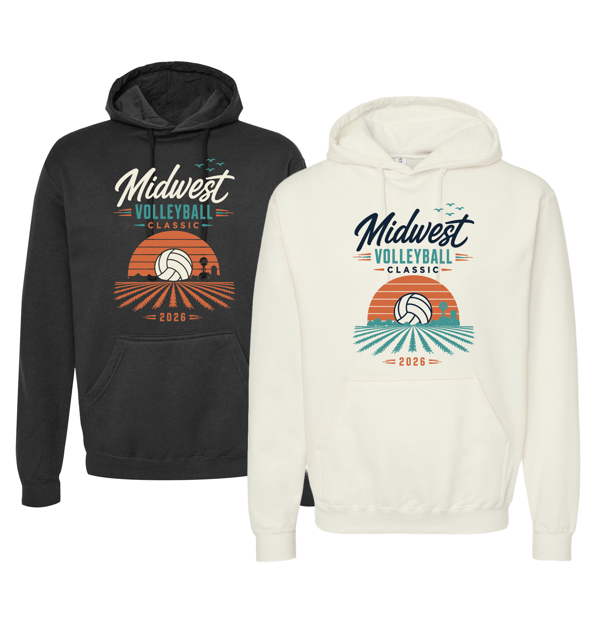 Volleyball Cornfield Fleece Hooded Sweatshirt